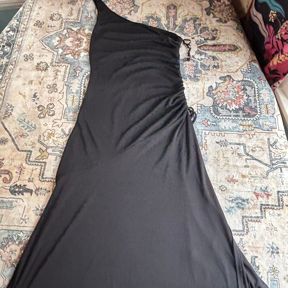 Vintage City Triangles 90s WhimsyGoth Full Length Women's Black Scrunch Dress - Picture 10 of 11